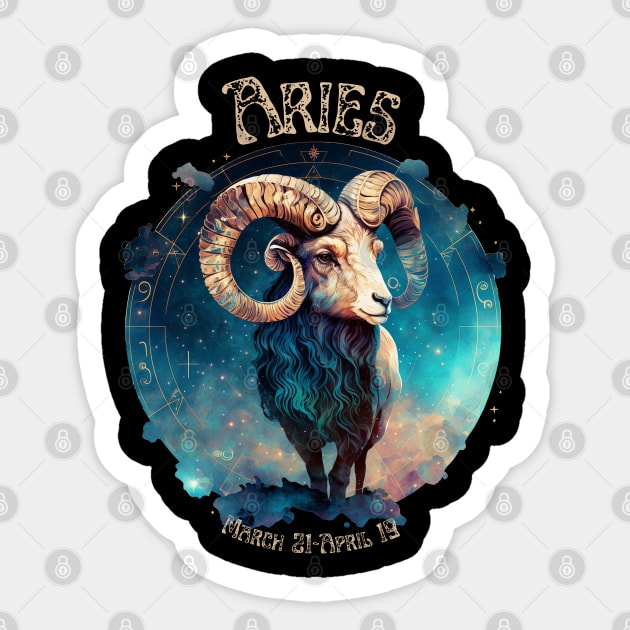 Retro Aries Zodiac Sign Sticker by Curio Pop Relics